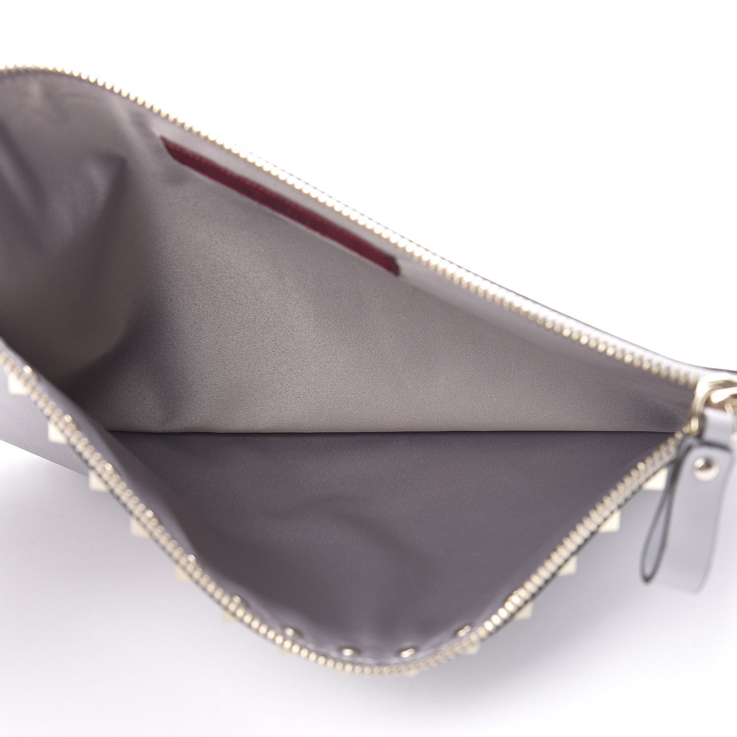Vitello Large Rockstud Zip Pouch Grey