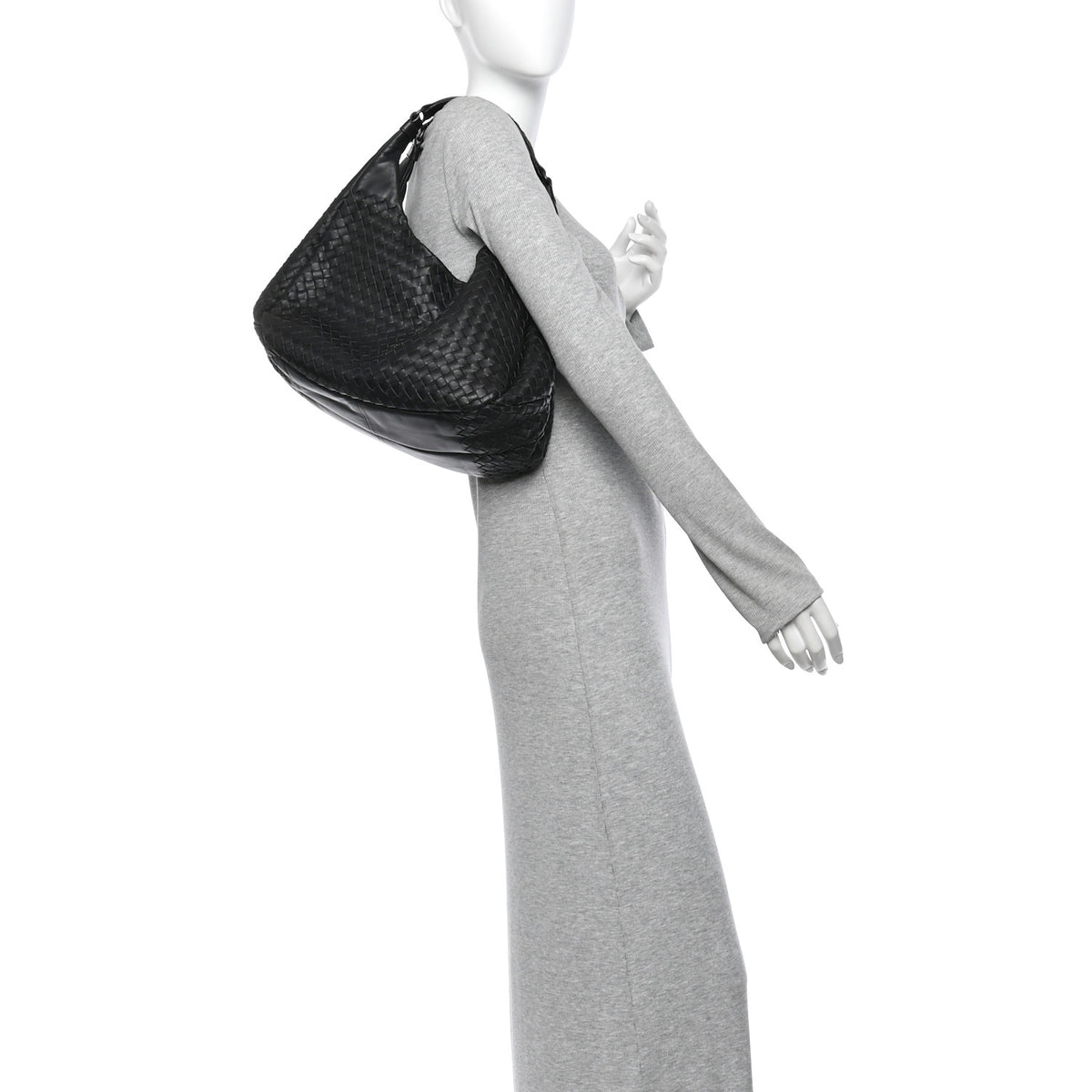 Bottega Veneta Nappa Intrecciato Medium Campana Shoulder Bag Black 2 of 14