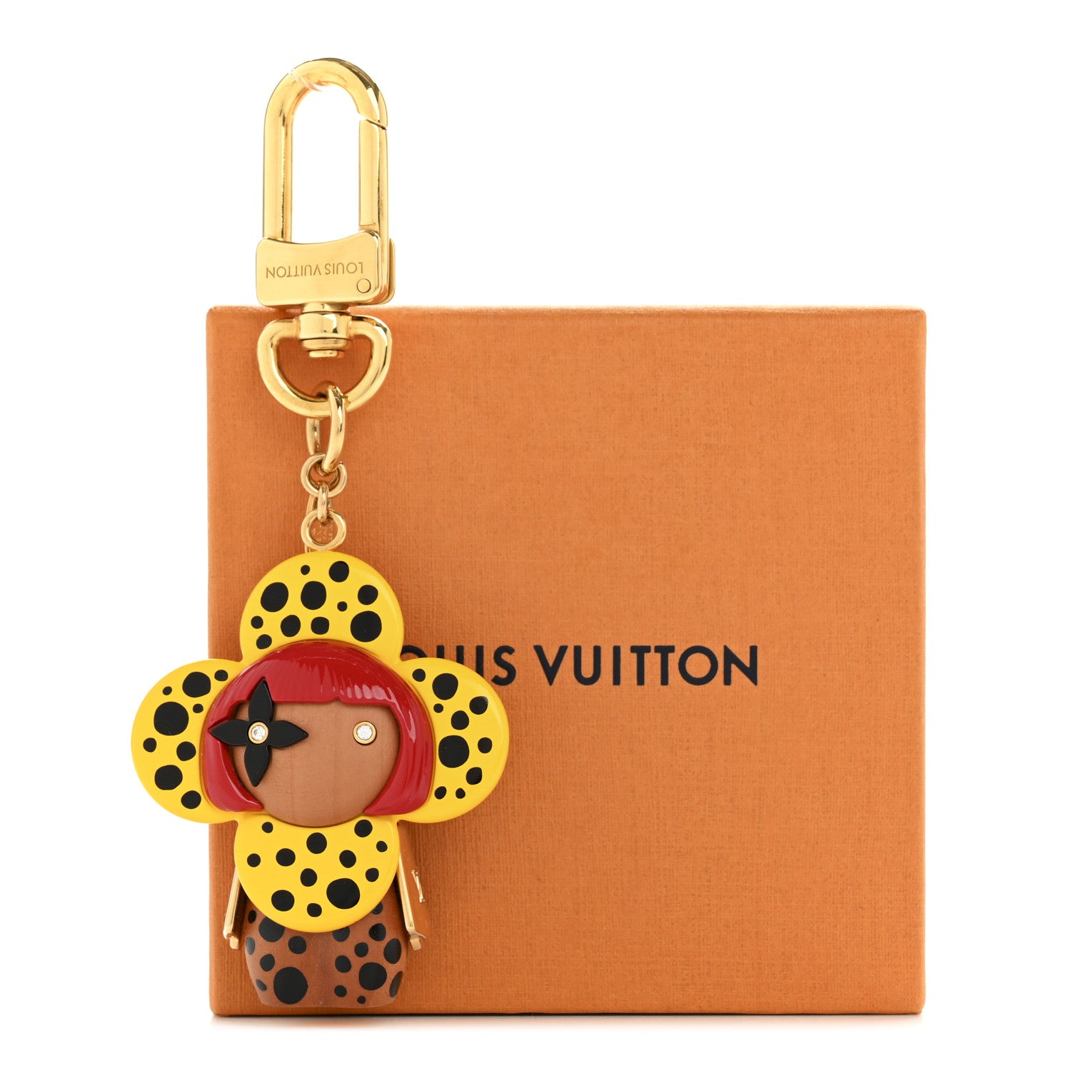 Louis Vuitton LV X YK Resin Wood Infinity Dots Vivienne Bag Charm Yellow 5 of 5