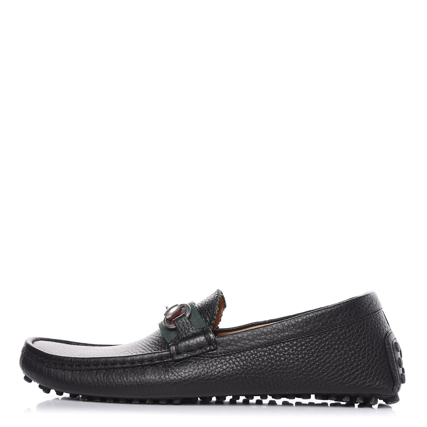 Calfskin Web Mens Horsebit Driver Loafers 7.5 Black