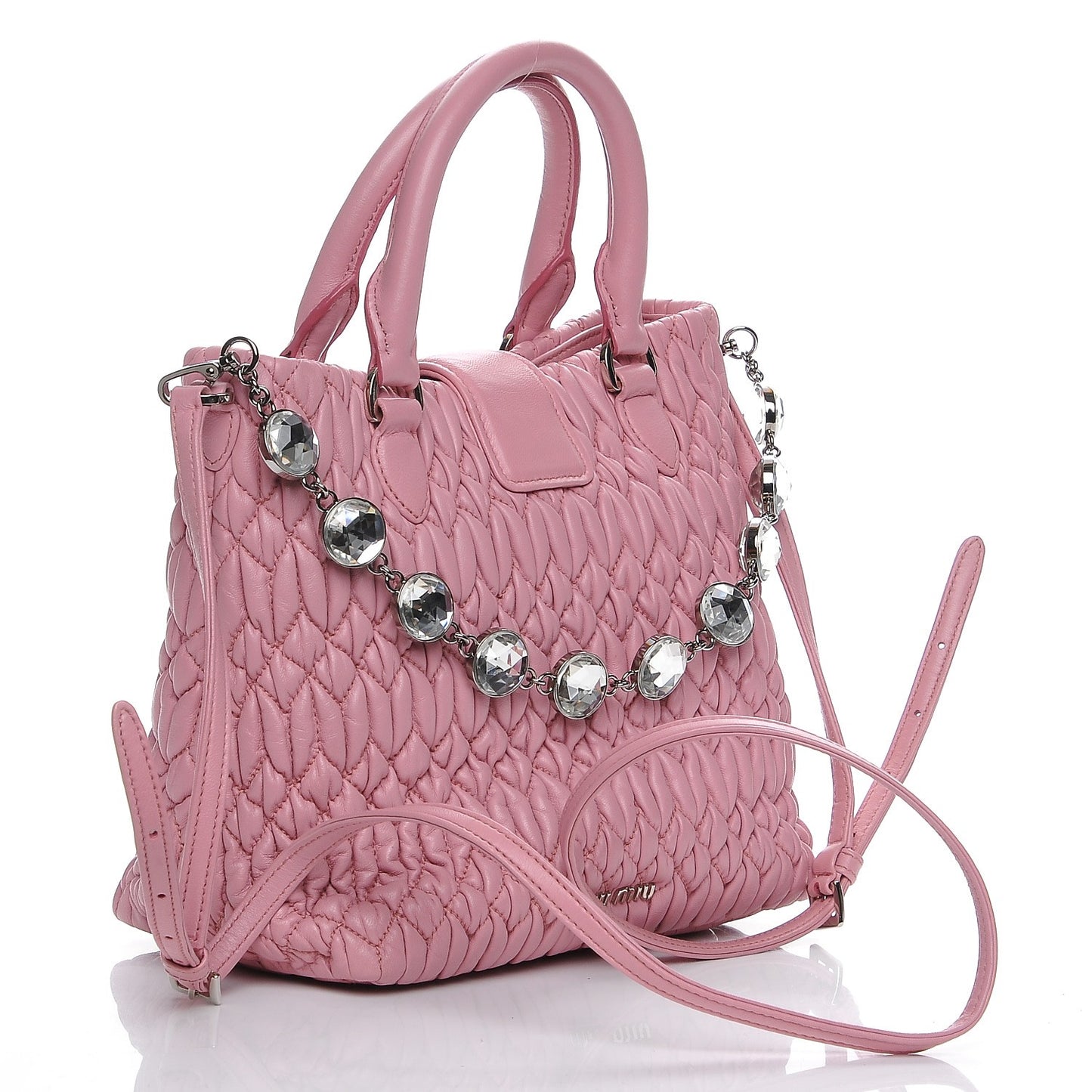 Nappa Matelasse Swarovski Crystal Tote Rosa