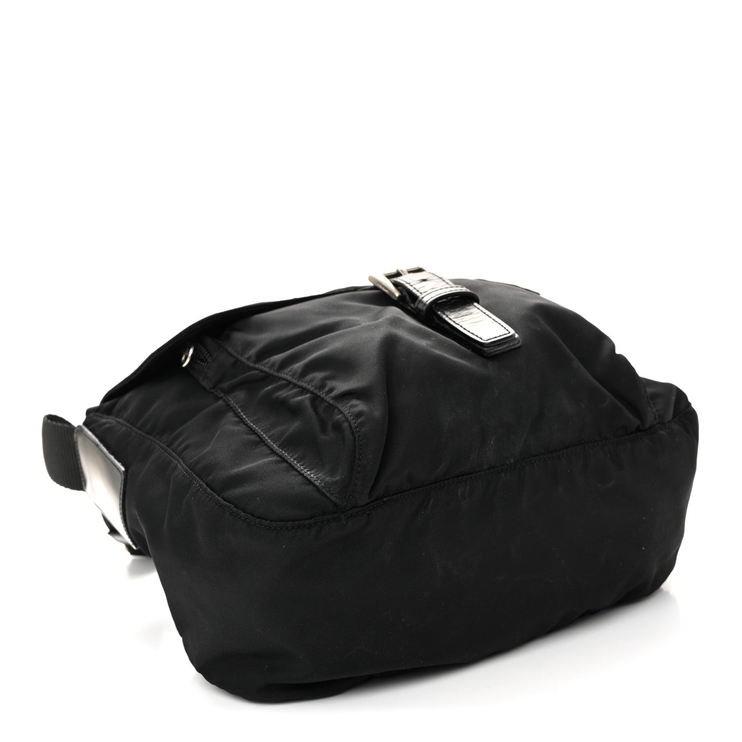 Nylon Vela Saffiano Single Buckle Messenger Shoulder Bag Black