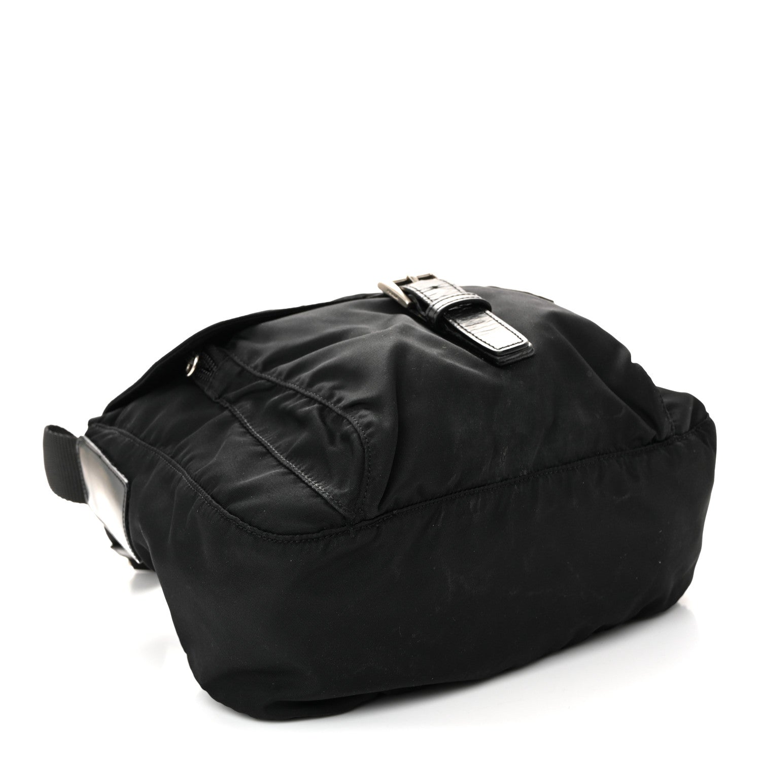 Prada Nylon Vela Saffiano Single Buckle Messenger Shoulder Bag Black 4 of 11