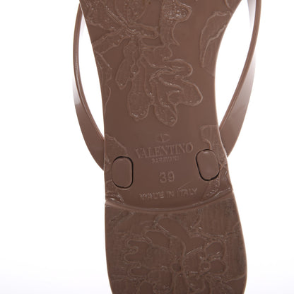 Valentino Garavani PVC Jelly Lace Print Bow Thong Sandals 39 Black Poudre 7 of 11