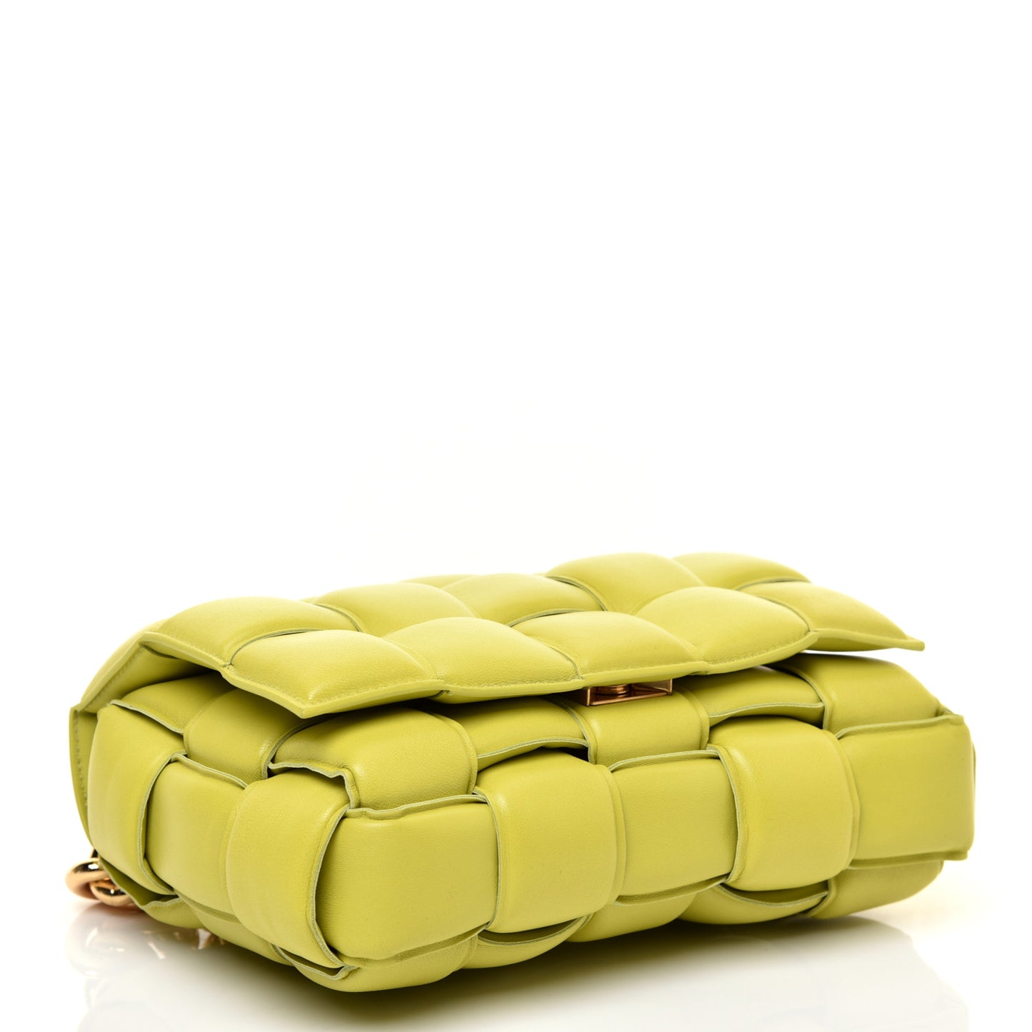 Lambskin Maxi Intreccio Padded Chain Cassette Crossbody Bag Kiwi
