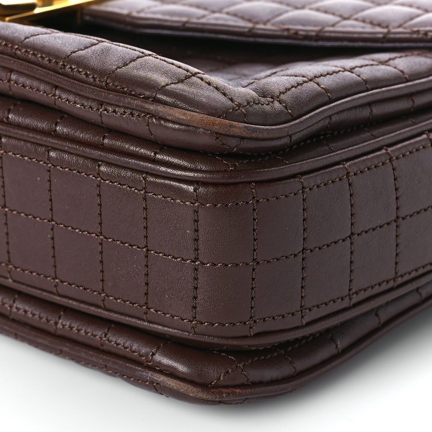 Celine Calfskin Quilted Medium C Bag Dark Brown 7 of 14