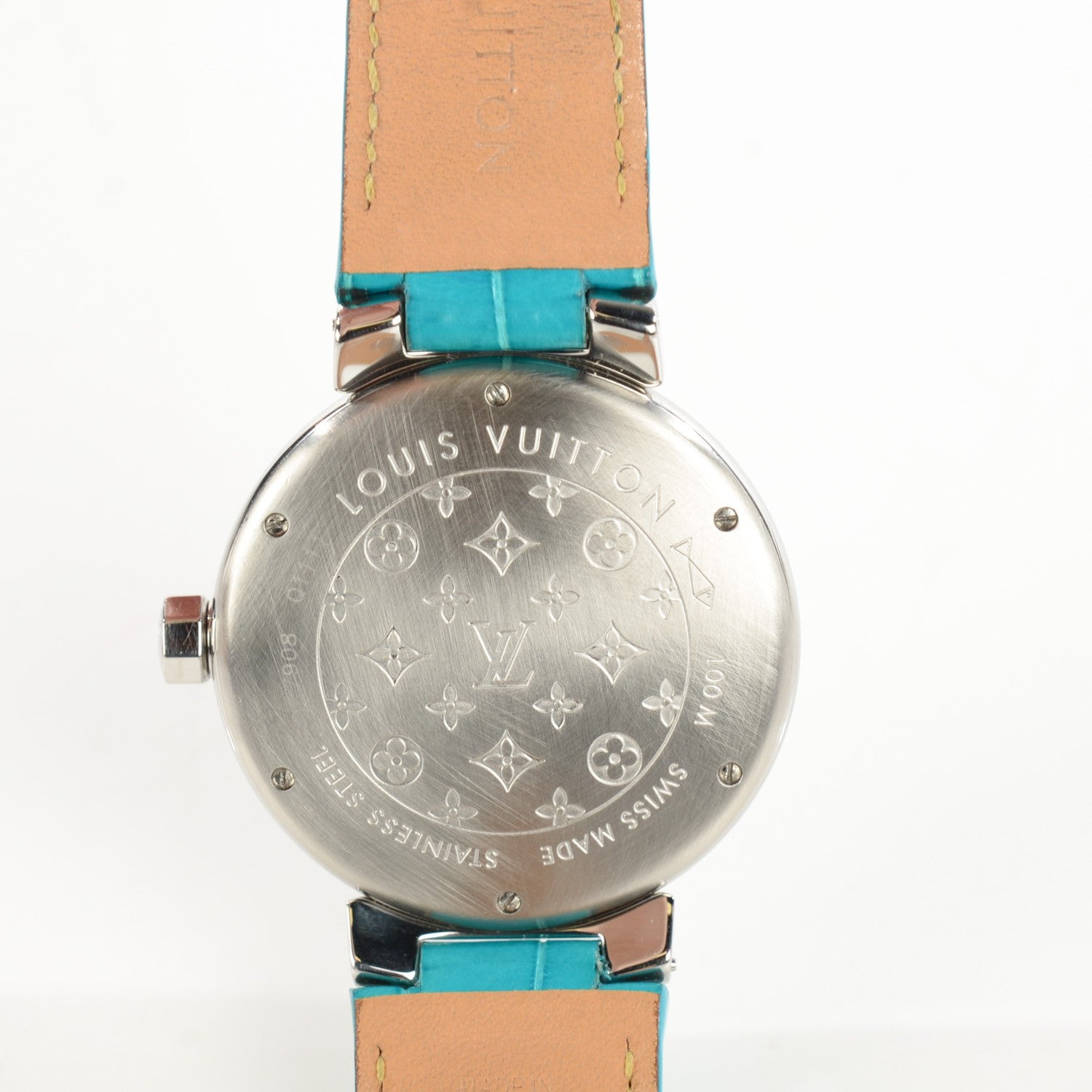 Louis Vuitton Stainless Steel Alligator 39mm Tambour Quartz Watch 6 of 8