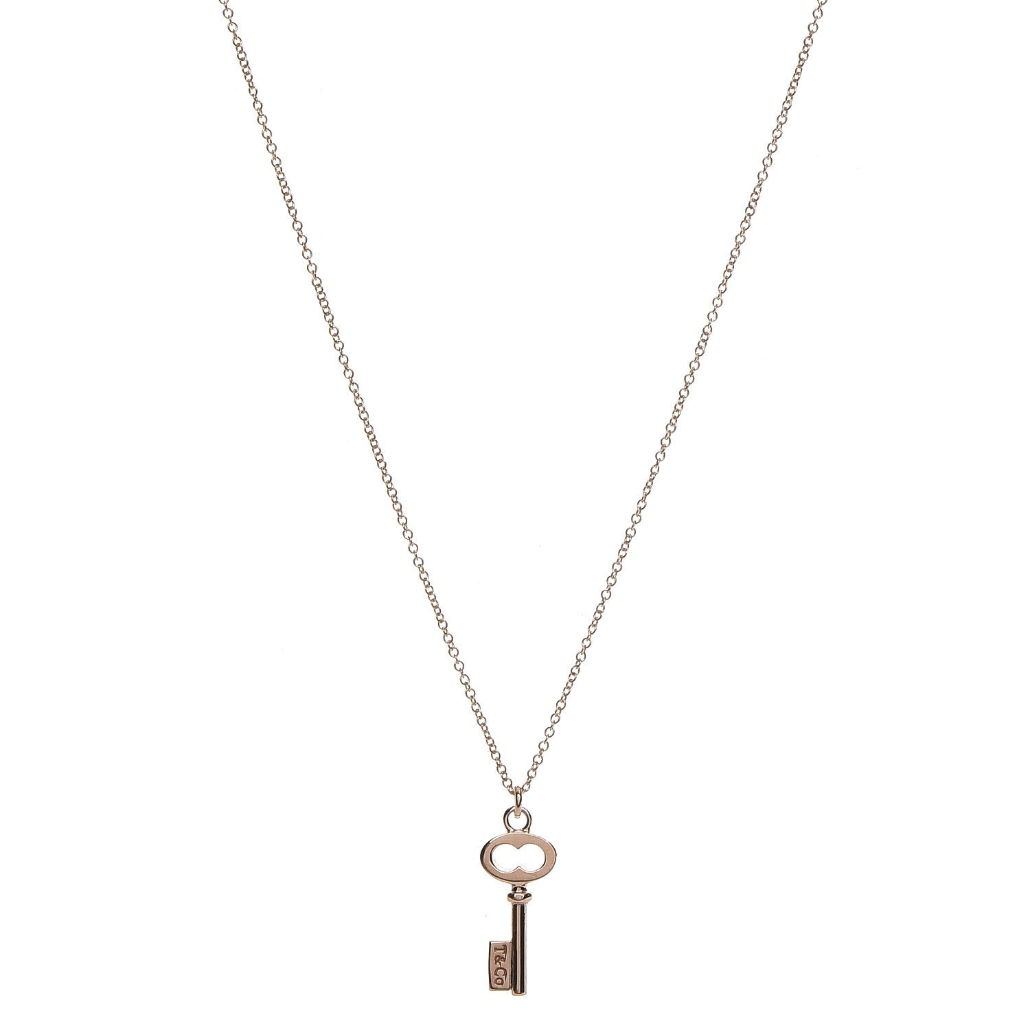 Tiffany 18K Rose Gold Mini Key Pendant Necklace 1 of 8