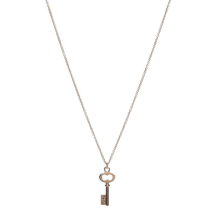 Tiffany 18K Rose Gold Mini Key Pendant Necklace 1 of 8