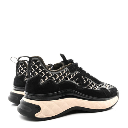 Chanel Suede Calfskin Embroidered CC Sneakers 36.5 Black 4 of 9