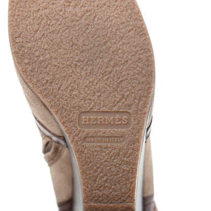 Hermes Suede Wedge Boots 37.5 Brown 6 of 16