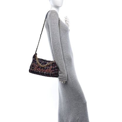 Chanel Tweed Calfskin Signe Hobo Navy Multicolor 2 of 10