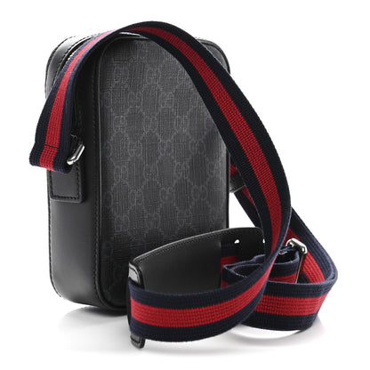Gucci GG Supreme Monogram Appia Calfskin Web Small Camera Messenger Bag Black Grey 2 of 11