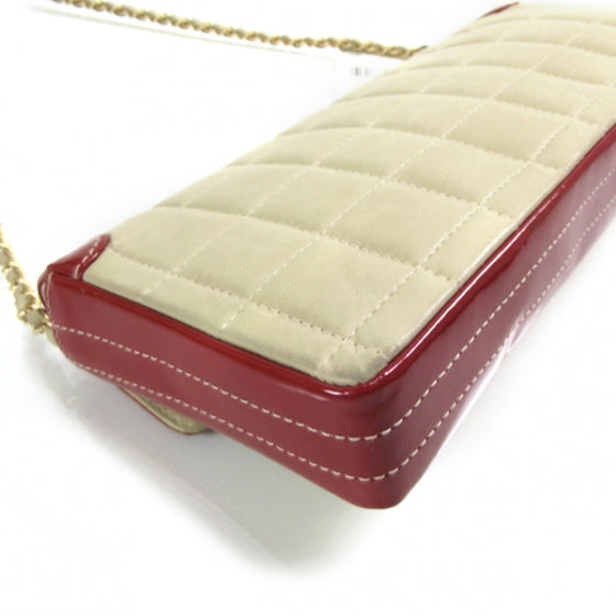 Chanel Lambskin Patent East West Flap Beige/Red 5 of 12