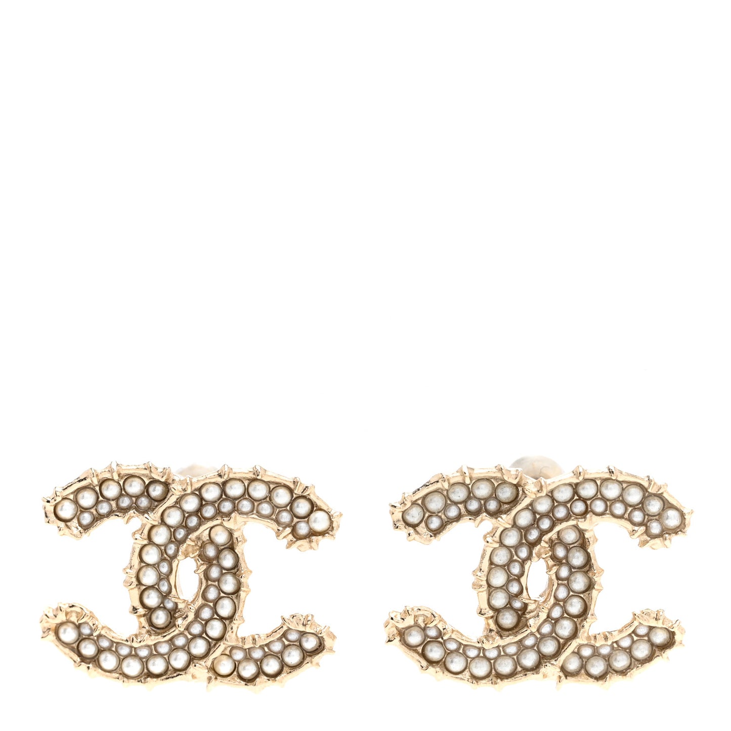 Pearl CC Camellia Express Stud Earrings Gold