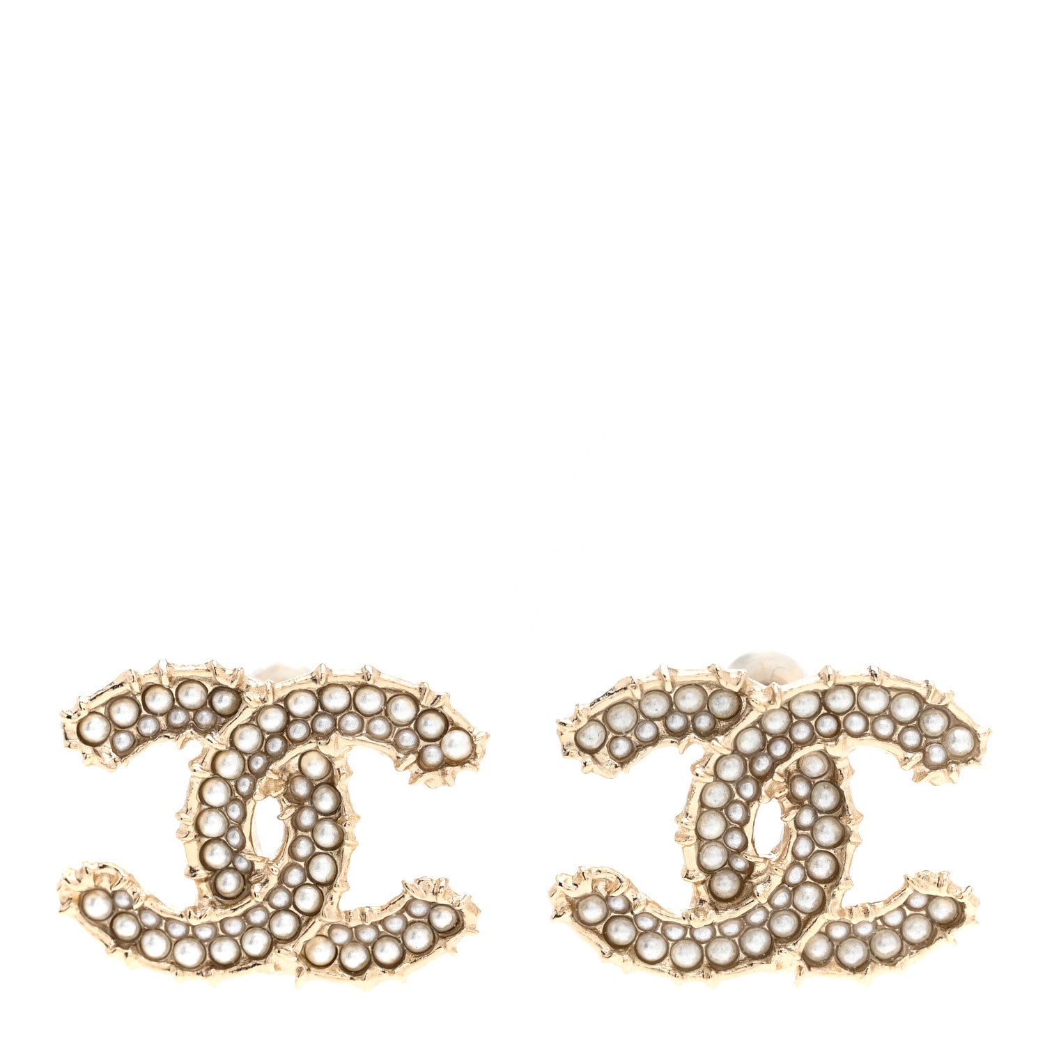Chanel Pearl CC Camellia Express Stud Earrings Gold 1 of 5