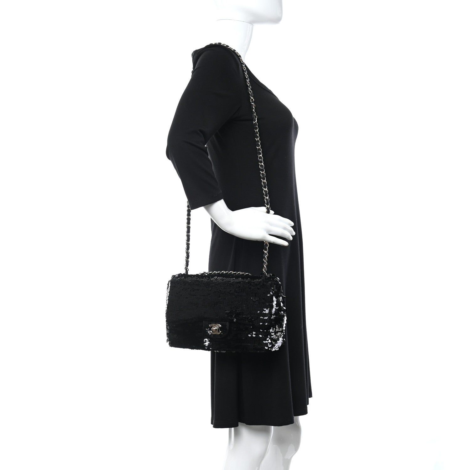 Chanel Sequin Medium Single Flap Black 2 of 10