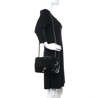 Chanel Sequin Medium Single Flap Black 2 of 10