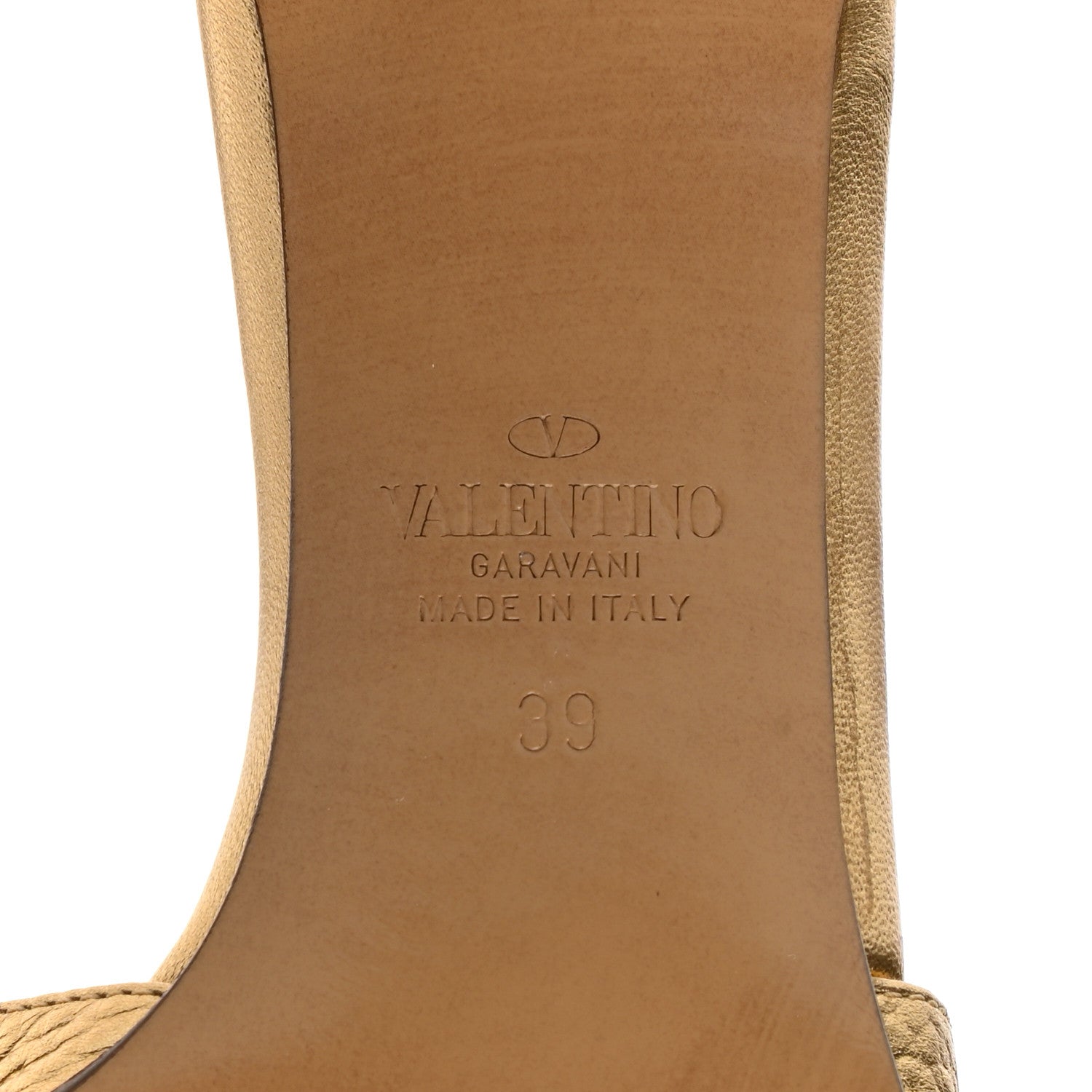 Valentino Garavani Metallic Grainy Cowhide VLogo 65mm Slide Sandals 39.5 Antique Brass 6 of 10