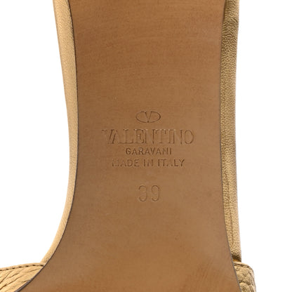 Valentino Garavani Metallic Grainy Cowhide VLogo 65mm Slide Sandals 39.5 Antique Brass 6 of 10