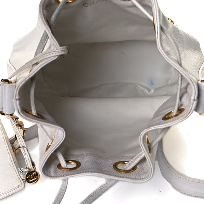 Chanel Caviar Drawstring Bucket Bag White 5 of 17