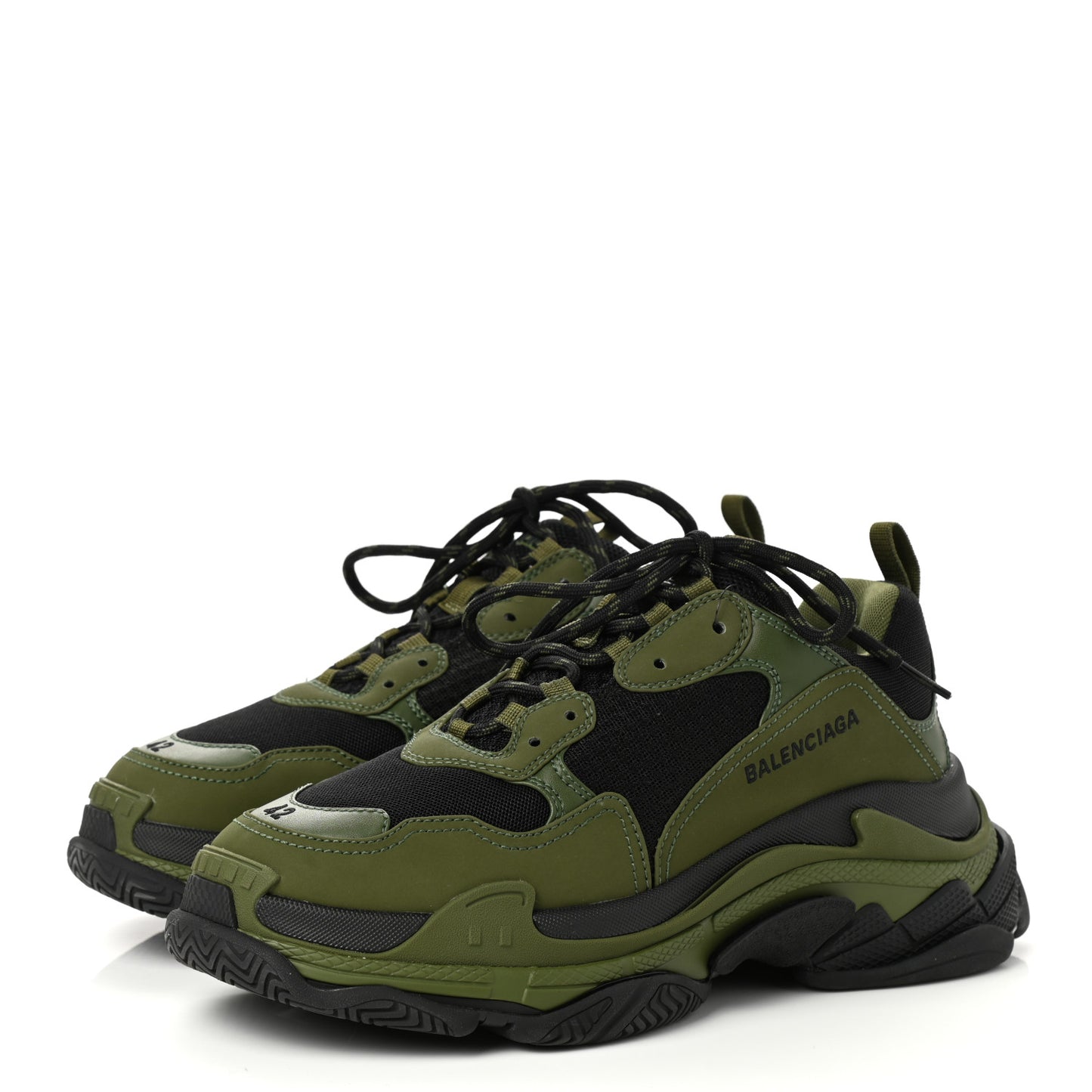 Fabric Mesh Mens Triple S Sneakers 42 Black Kaki