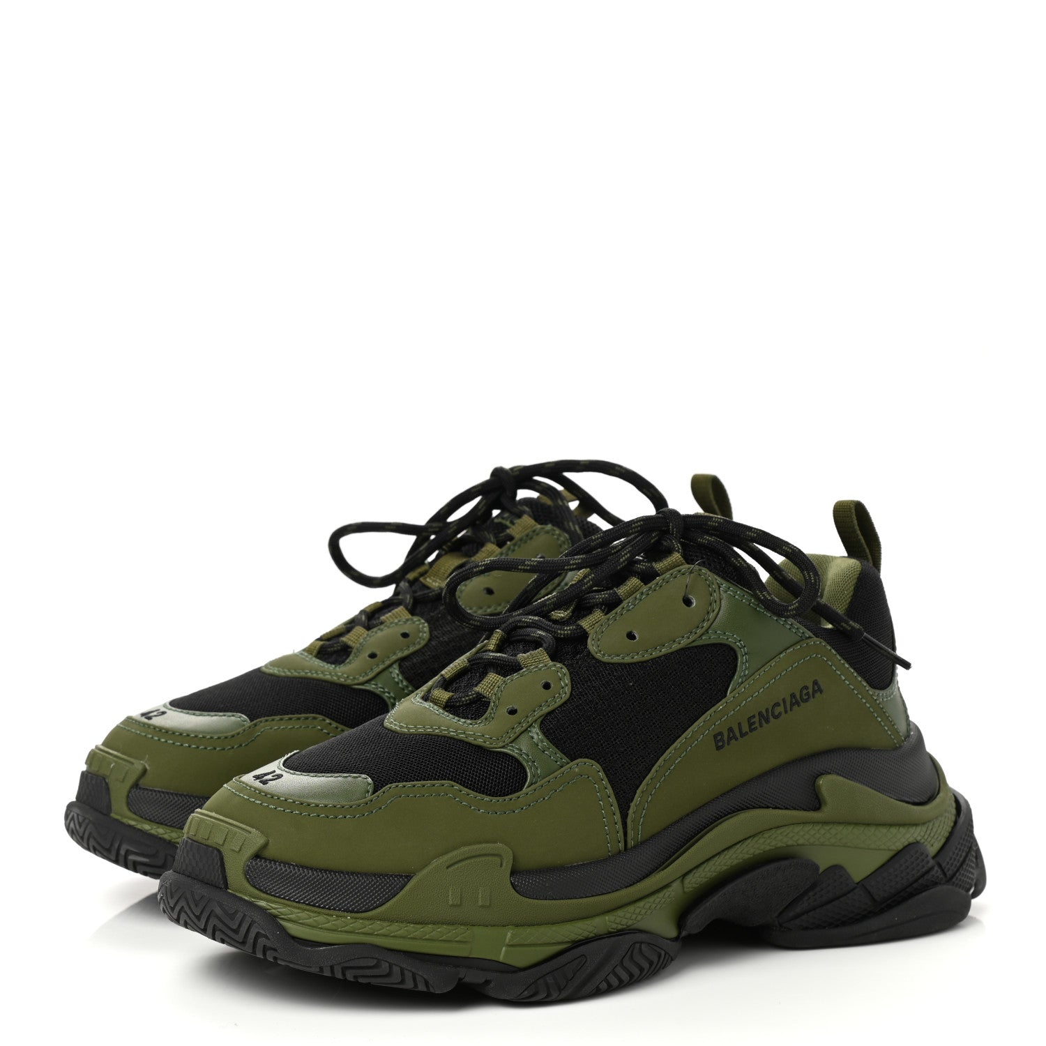 Balenciaga Fabric Mesh Mens Triple S Sneakers 42 Black Kaki 3 of 10