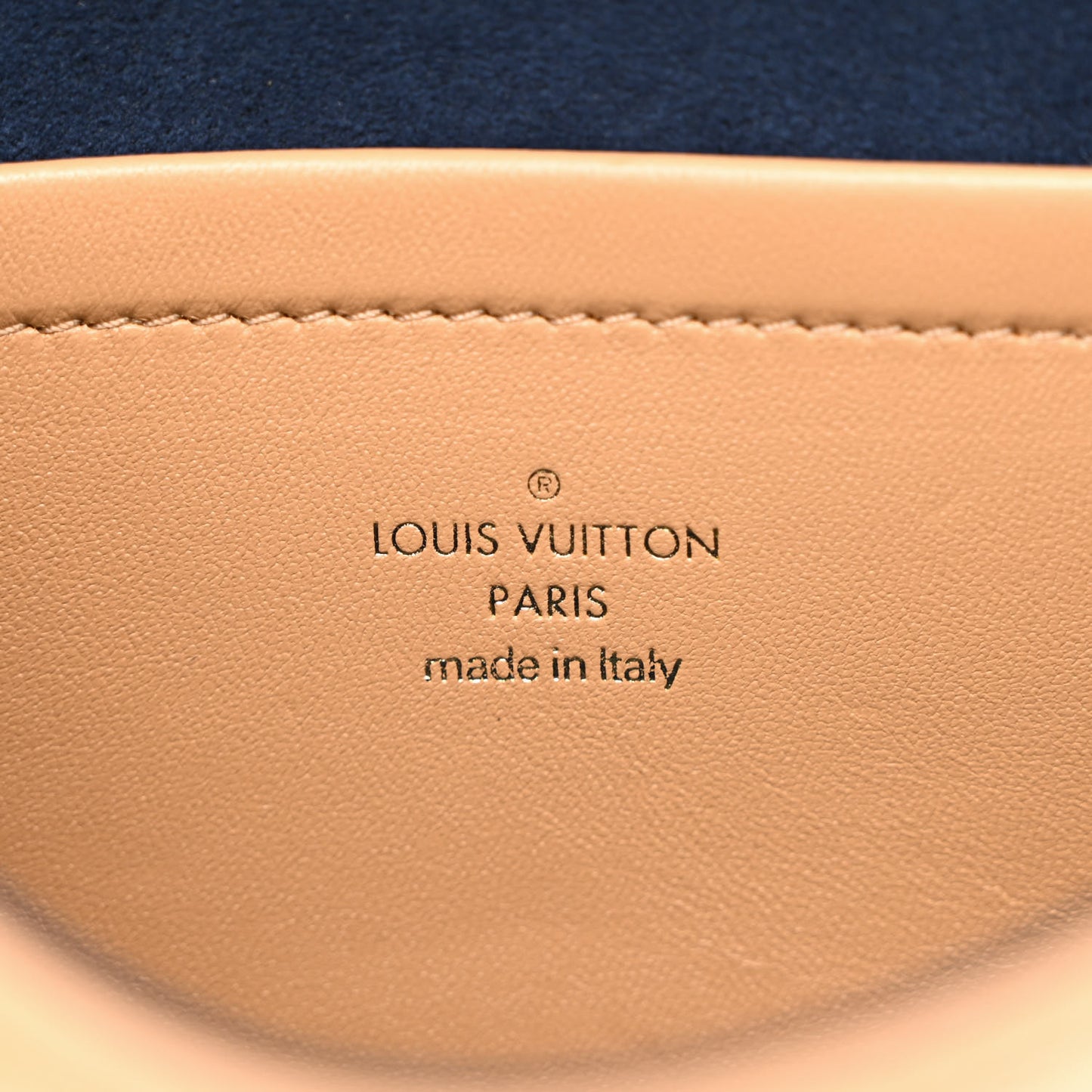 Lambskin Embossed Monogram Pochette Coussin Camel