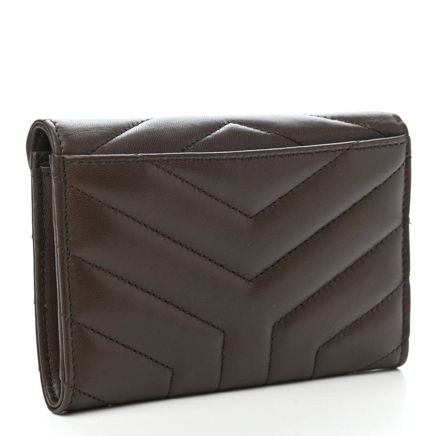 Saint Laurent Lambskin Y Quilted Monogram Small Loulou Envelope Wallet Faggio 3 of 7