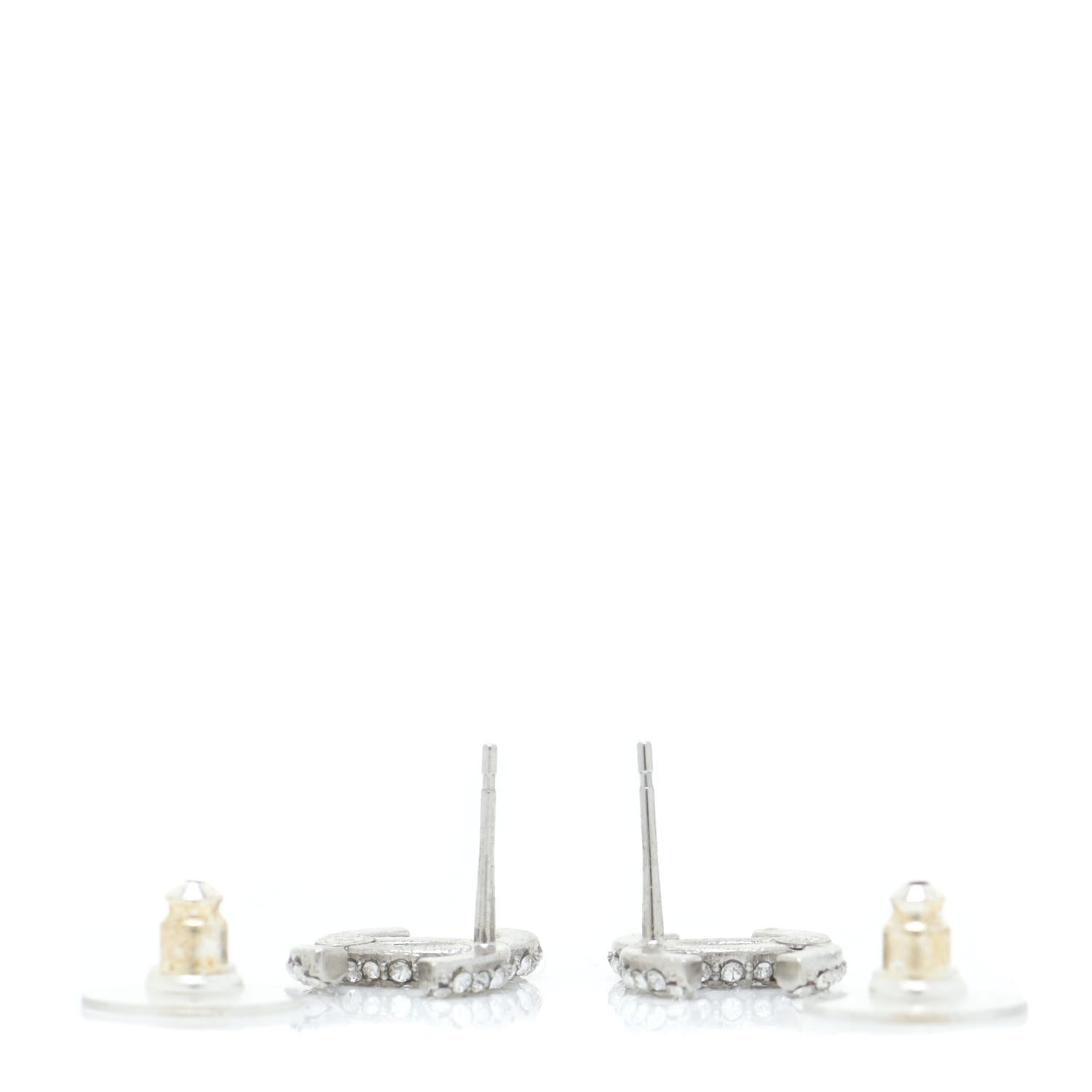 Chanel Crystal CC Earrings Silver 3 of 5