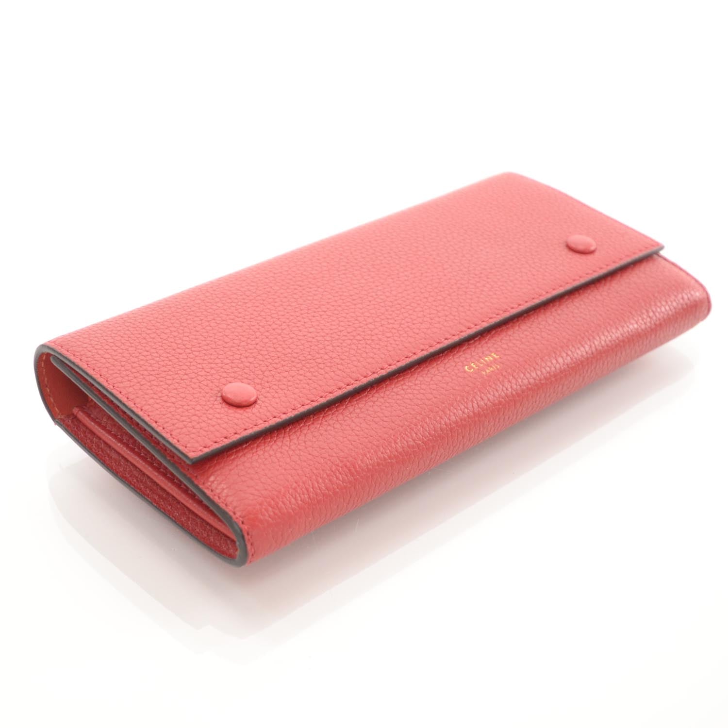 Celine Grained Calfskin Continental Wallet Red 4 of 9