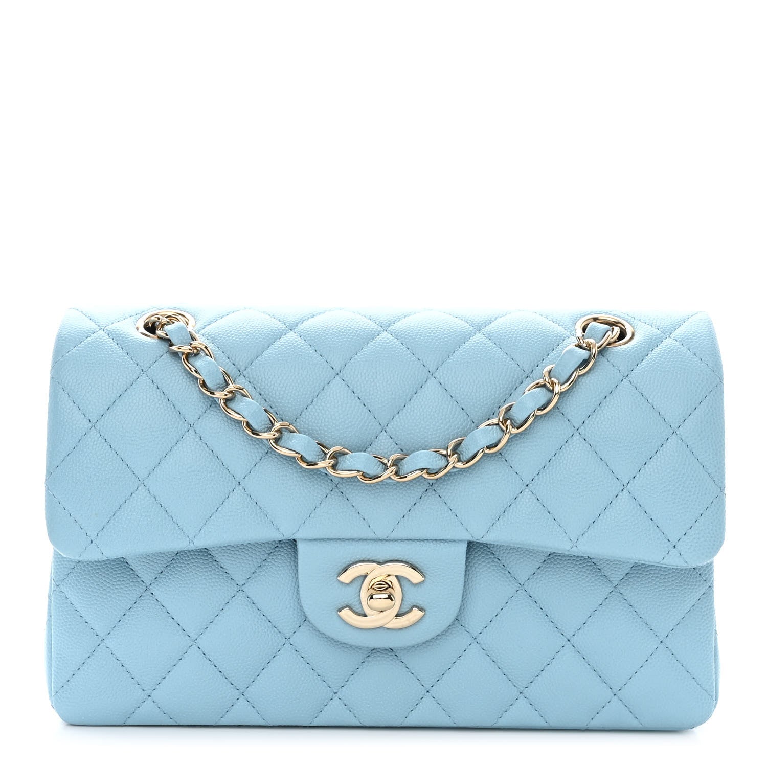 Chanel Caviar Quilted Small Double Flap Light Blue 1 of 11