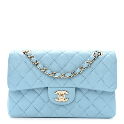 Chanel Caviar Quilted Small Double Flap Light Blue 1 of 11