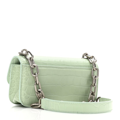 Balenciaga Extra Supple Calfskin Crocodile Embossed Gossip Chain Bag XS Light Green 3 of 11