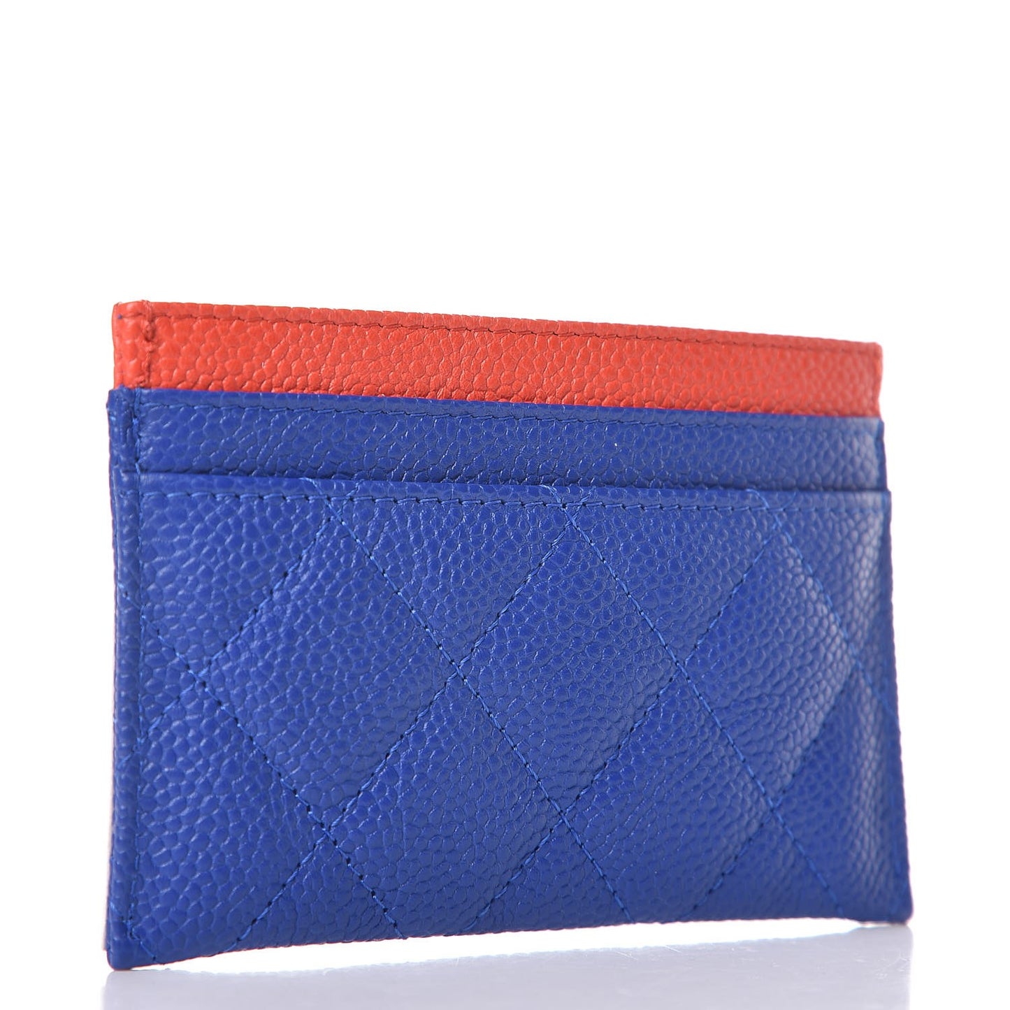 Caviar Quilted Filigree Card Holder Blue White Red