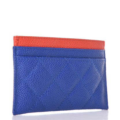 Chanel Caviar Quilted Filigree Card Holder Blue White Red 3 of 9