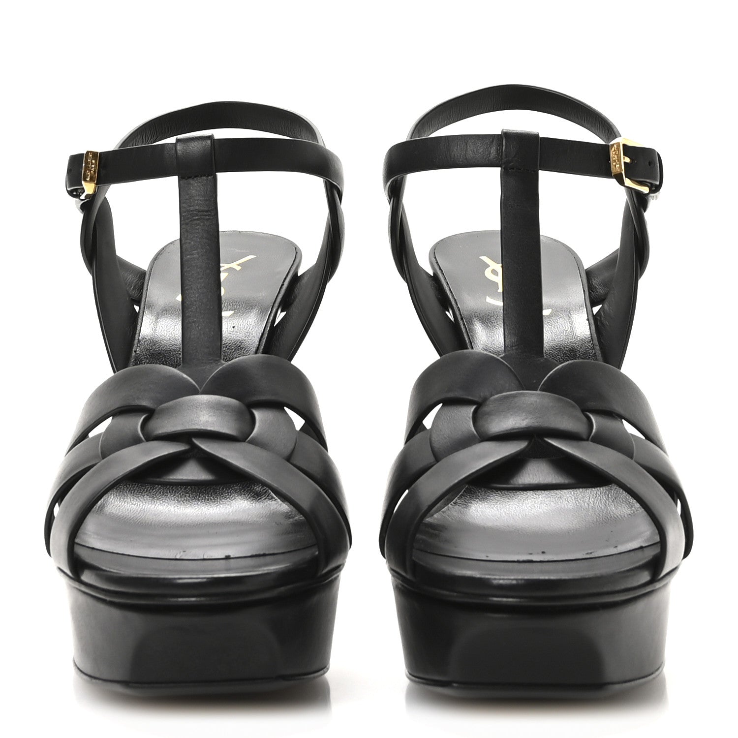 Saint Laurent Calfskin Tribute 75 Platform Sandals 39 Black 3 of 9