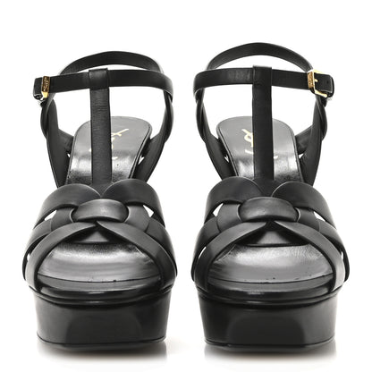 Saint Laurent Calfskin Tribute 75 Platform Sandals 39 Black 3 of 9