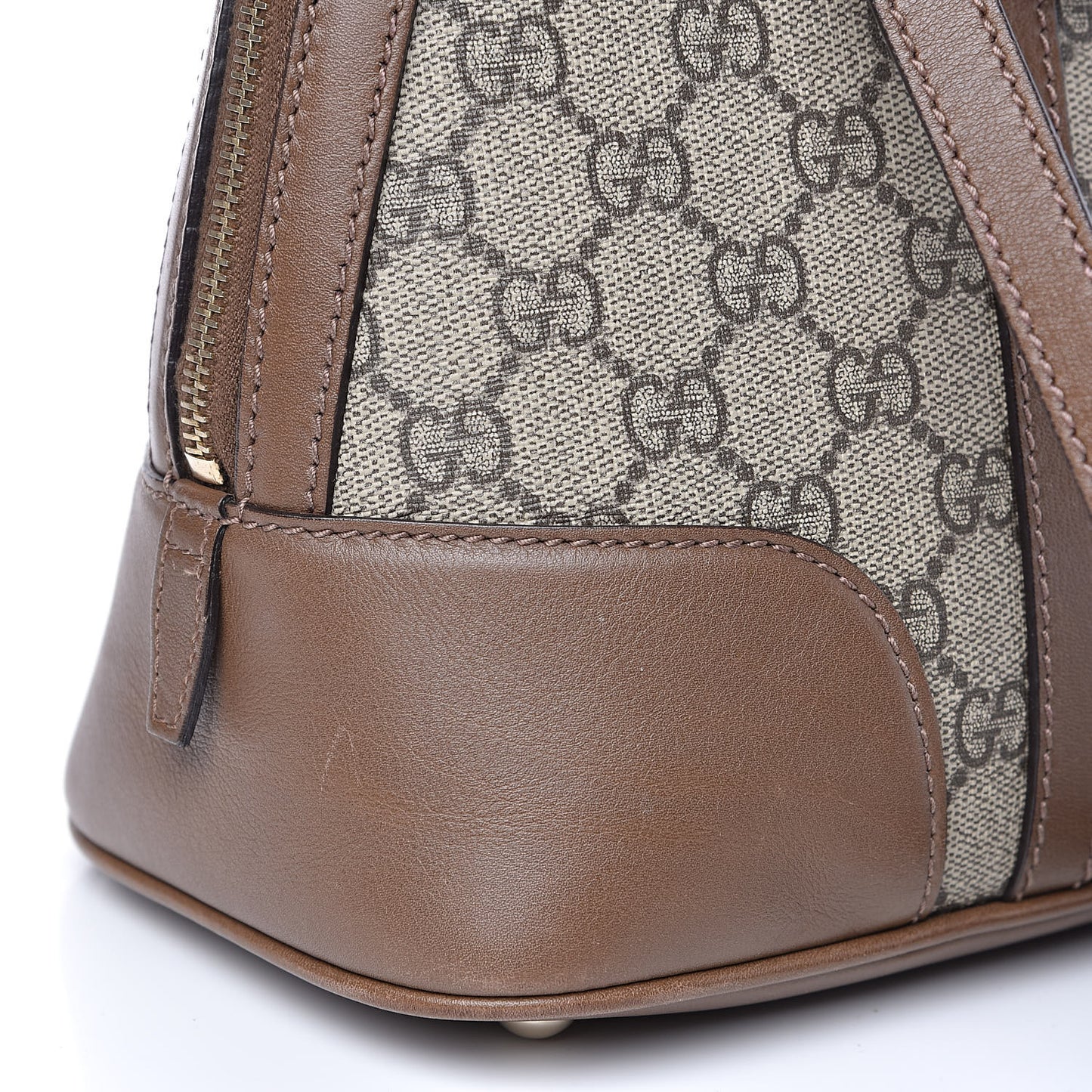 GG Supreme Monogram Margaux Calfskin Small Nice Top Handle Dome Bag Beige Ebony Acero