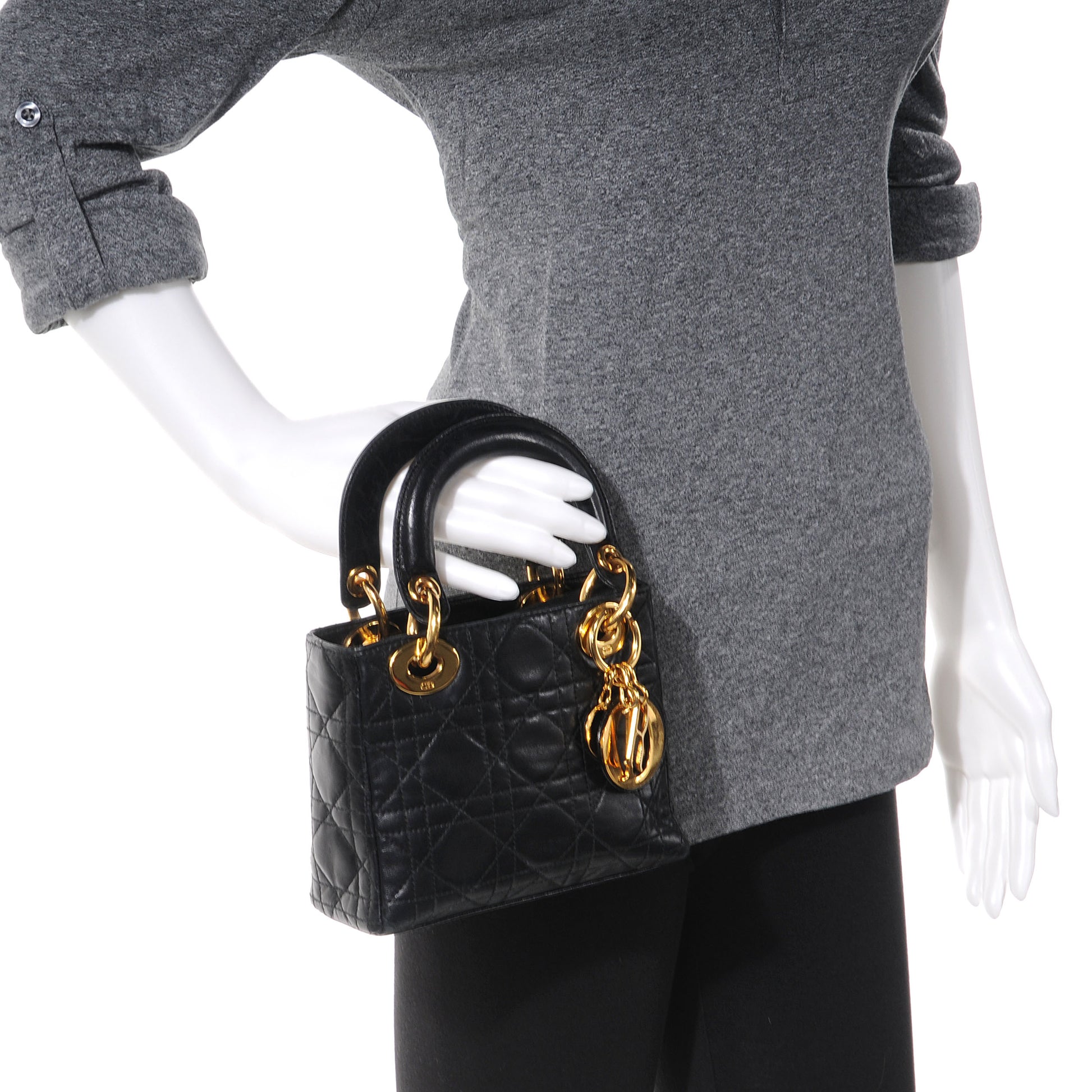 Christian Dior Lambskin Cannage Mini Lady Dior Black 2 of 7