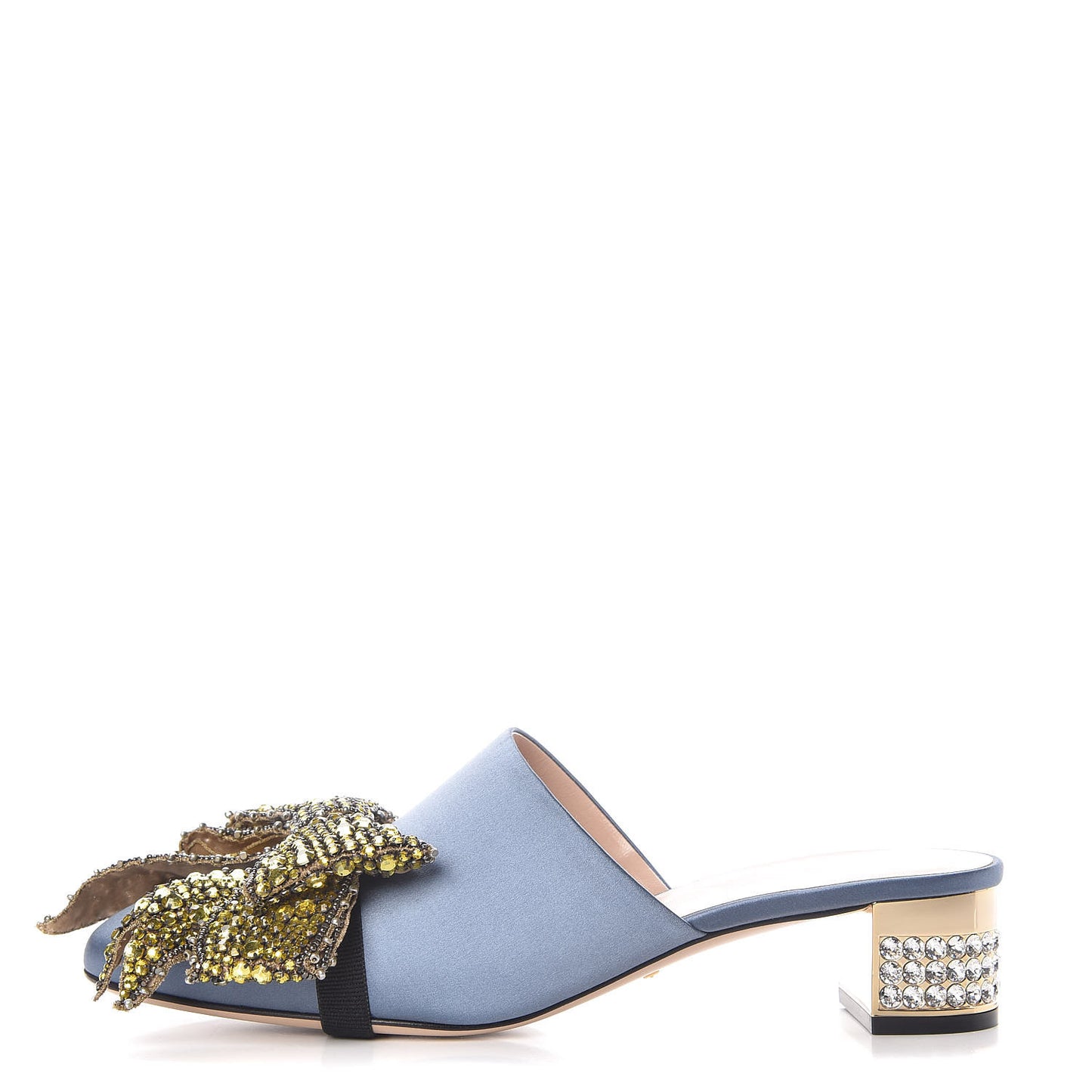 Silk Satin Crystal Embellished Bow Mules 40.5 Carta Zucchero