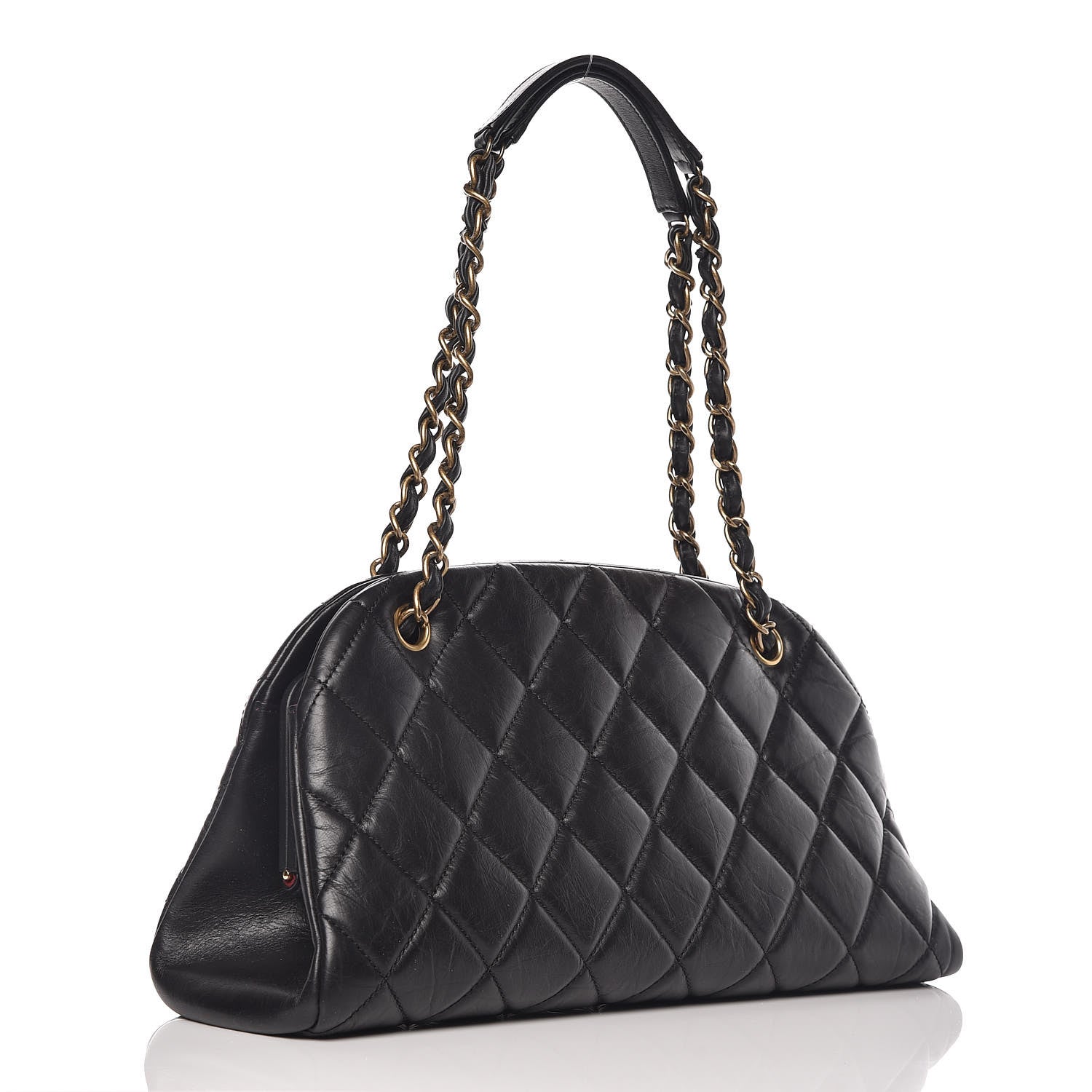 Chanel Aged Calfskin Medium Just Mademoiselle Bowling Bag Black 3 of 10