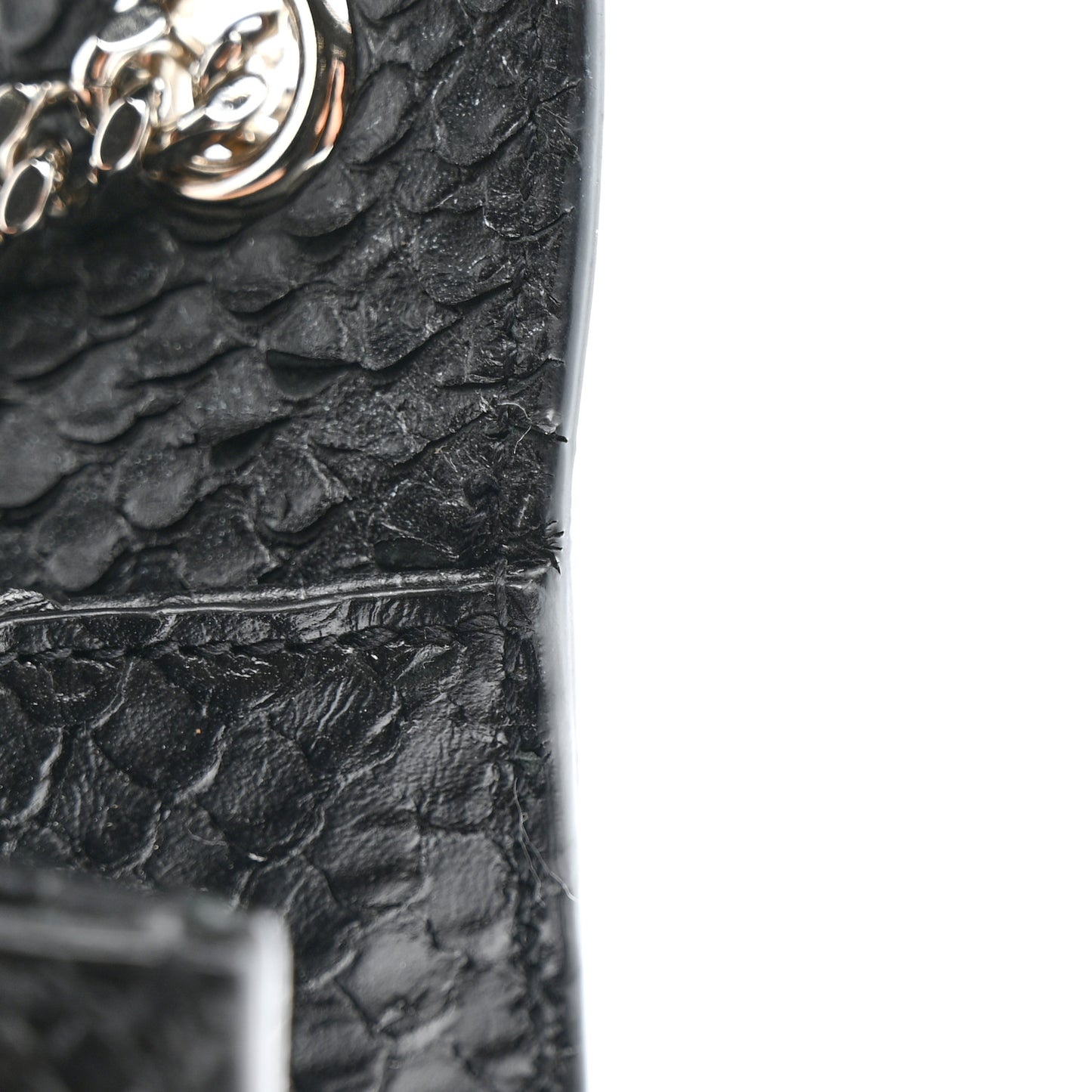 Snakeskin Medium Classic Monogram Kate Tassel Satchel Black