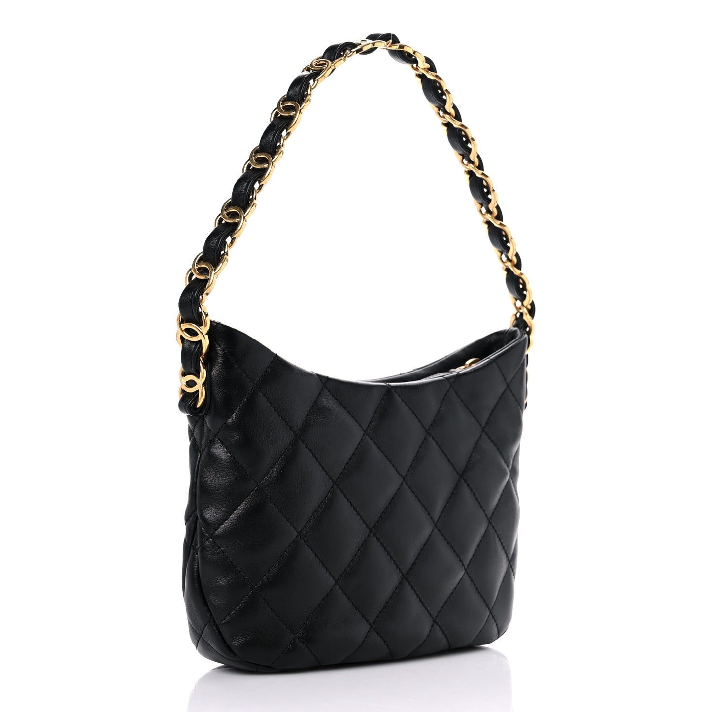 Lambskin Quilted Hobo Black