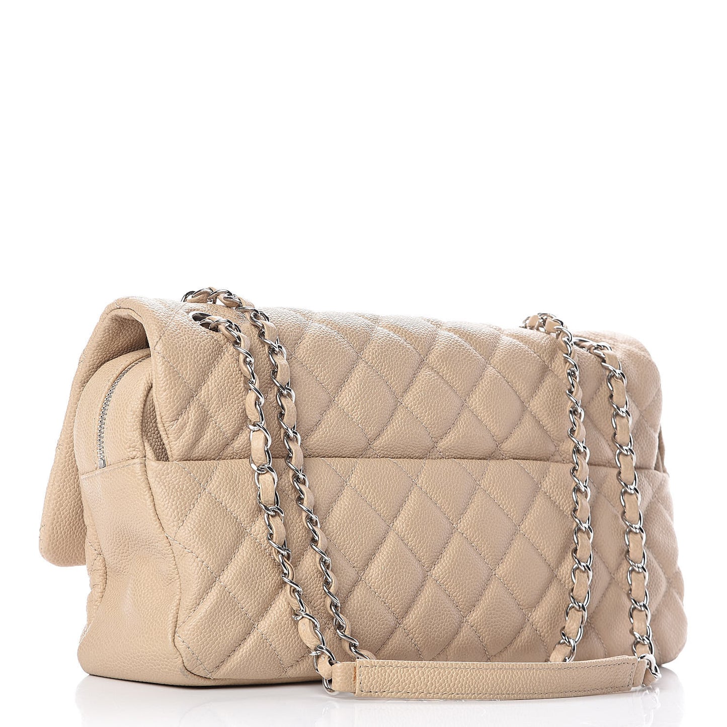 Caviar Quilted Jumbo Easy Flap Beige