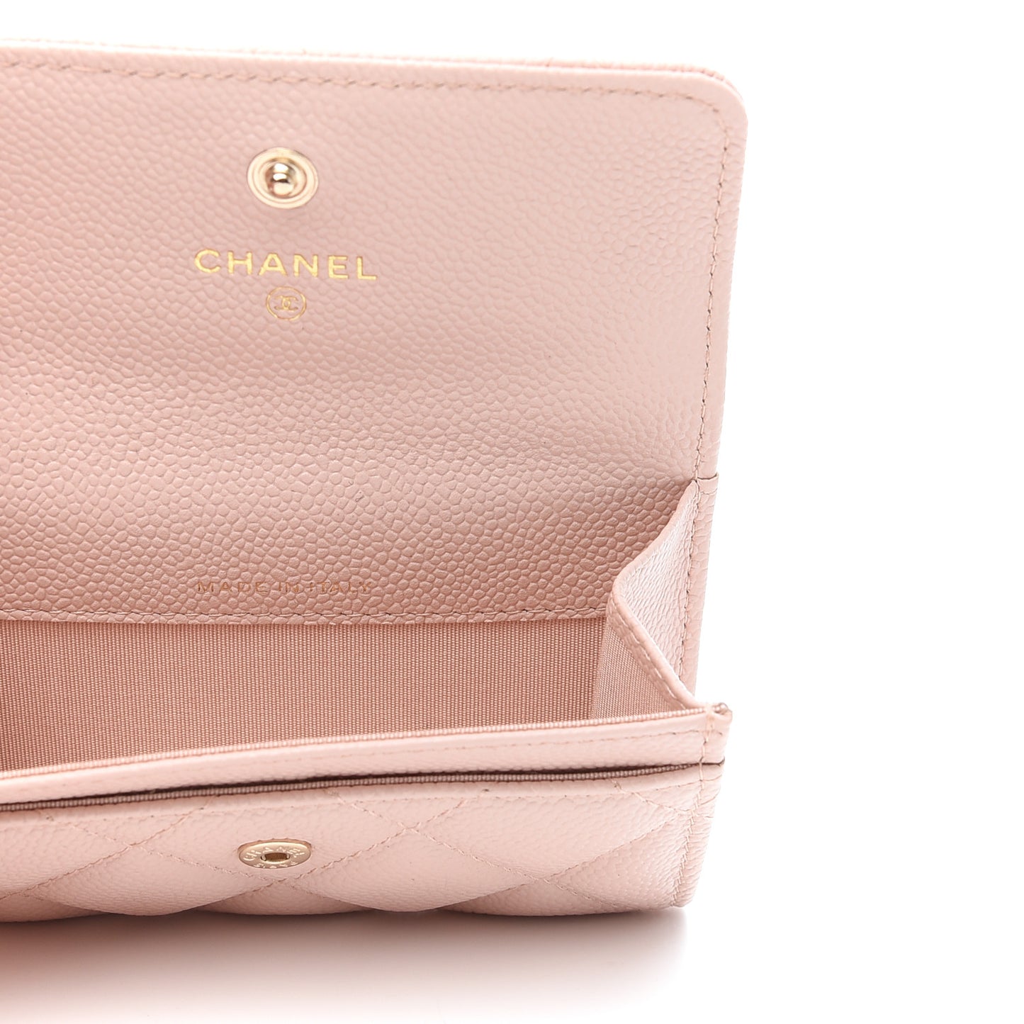 Caviar Quilted Flap Card Holder Light Pink