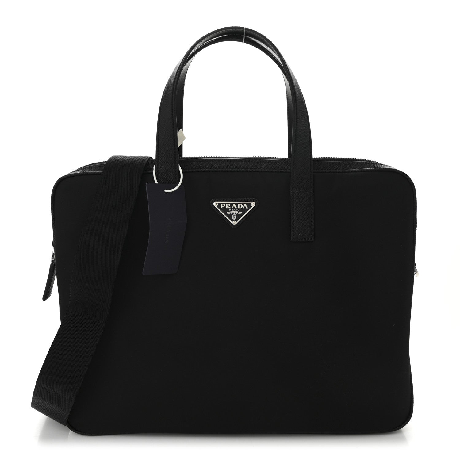 Prada Re-Nylon Saffiano Metal Triangle Logo Briefcase Black 1 of 9