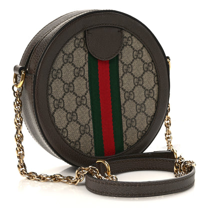 Gucci GG Supreme Monogram Web Mini Ophidia Round Shoulder Bag Brown 3 of 10