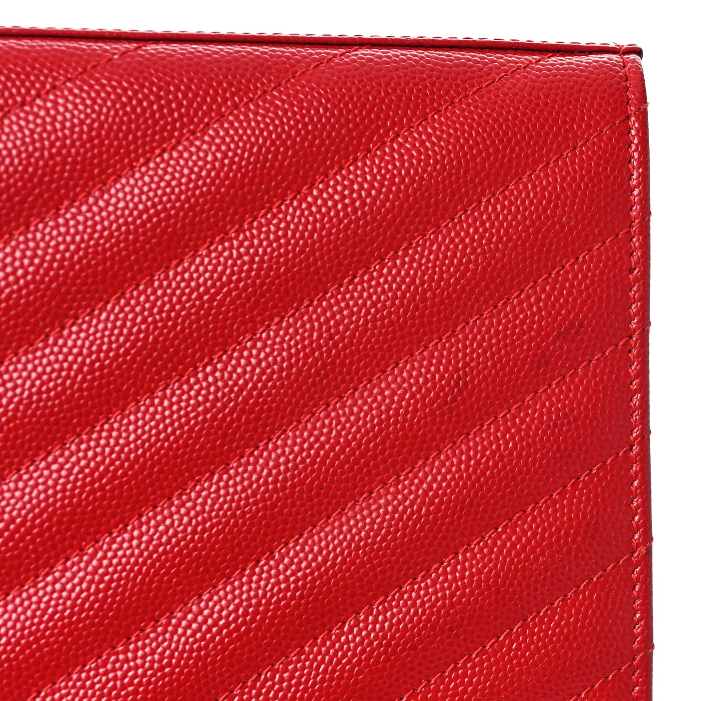 Grain De Poudre Matelasse Chevron Monogram Chain Wallet Red