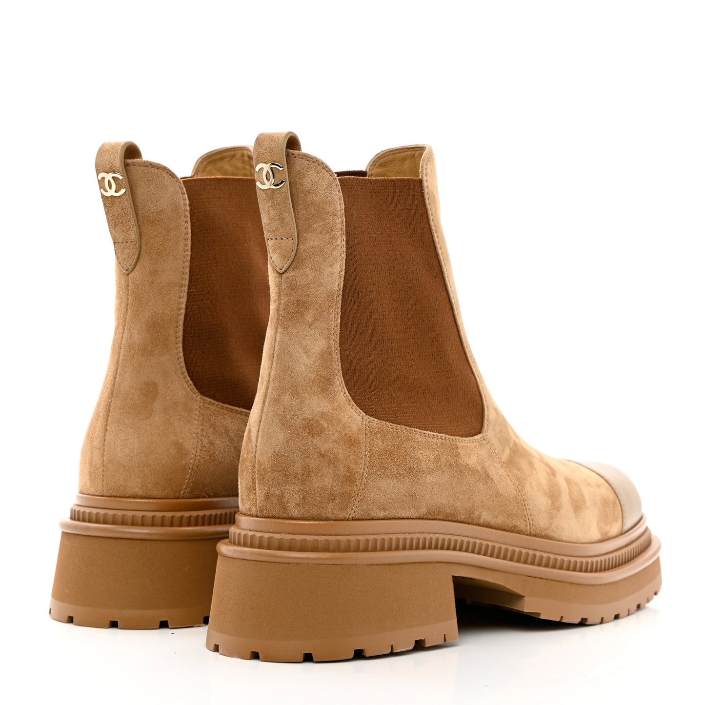 Suede Lambskin Cap Toe Ankle Boots 38 Light Brown